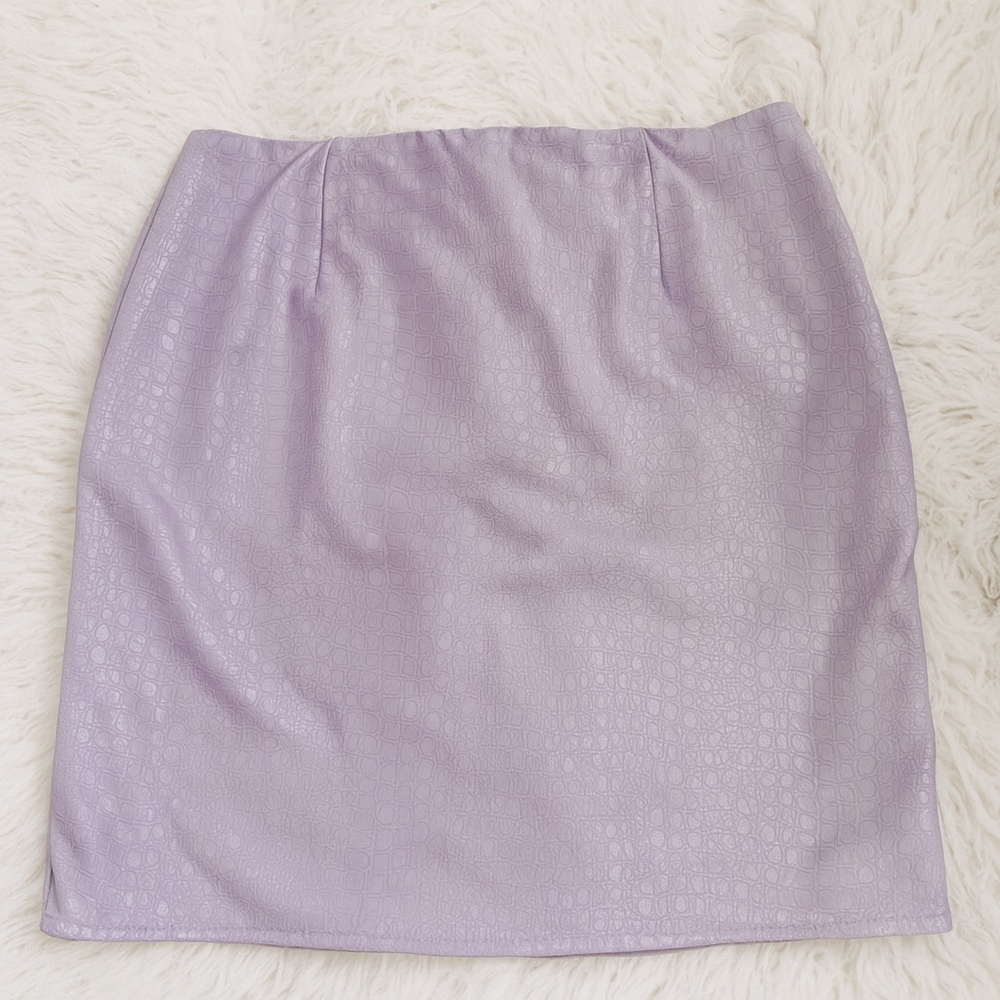 Lavender Faux Leather Mini Skirt Sz 2X Animal Print Stretchy Coquette Fairycore